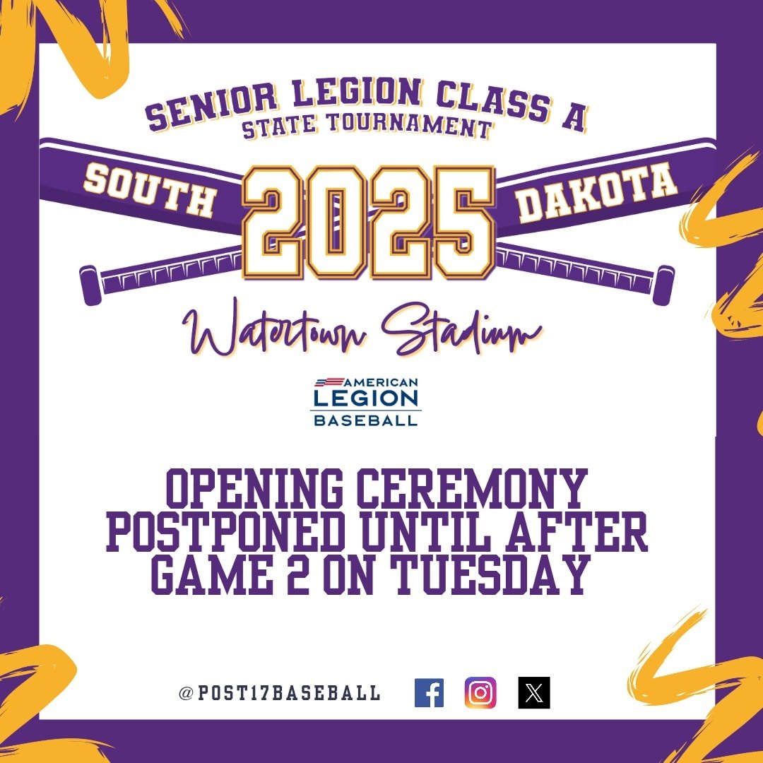 PO_Sports's tweet image. Storm threat postpones opening ceremony for state Class A American Legion Baseball Tournament @Post17Baseball until Tuesday.