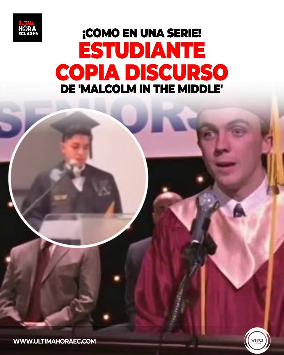 UltimaHoraEC_'s tweet image. Un estudiante se robó el show en su graduación al dar un discurso que muchos reconocieron de inmediato: ¡era el mismo que Malcolm da en la icónica serie "Malcolm in The Middle"!