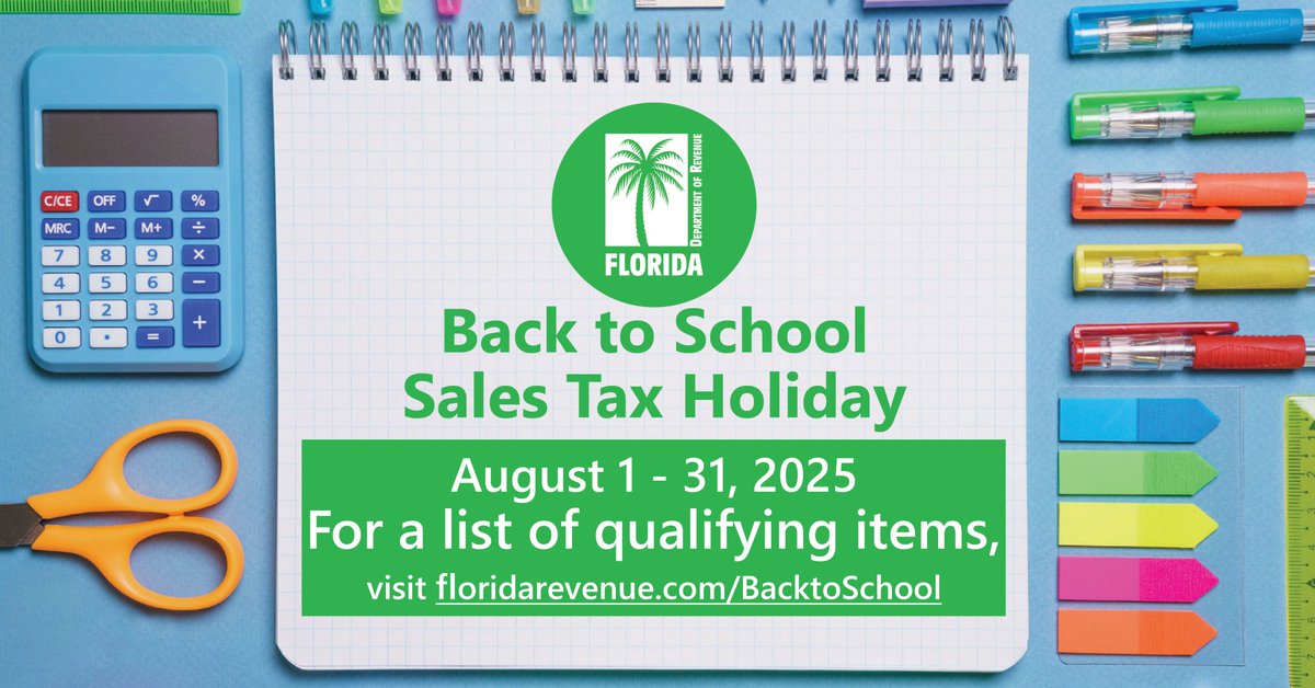 Young Middle Magnet School (@youngmiddlehcps) on Twitter photo Save money on school supplies and take advantage of the month-long Florida Back-to-School Sales Tax Weeks that starts August 1. #Back2School <a href="/HillsboroughSch/">Hillsborough Schools</a> <a href="/MagnetHCPS/">HCPS Magnet Programs</a> 
✏️📒✂️ Save money on school supplies and take advantage of the month-long Florida Back-to-School Sales Tax Weeks that starts August 1. #Back2School <a href="/HillsboroughSch/">Hillsborough Schools</a> <a href="/MagnetHCPS/">HCPS Magnet Programs</a> 
✏️📒✂️