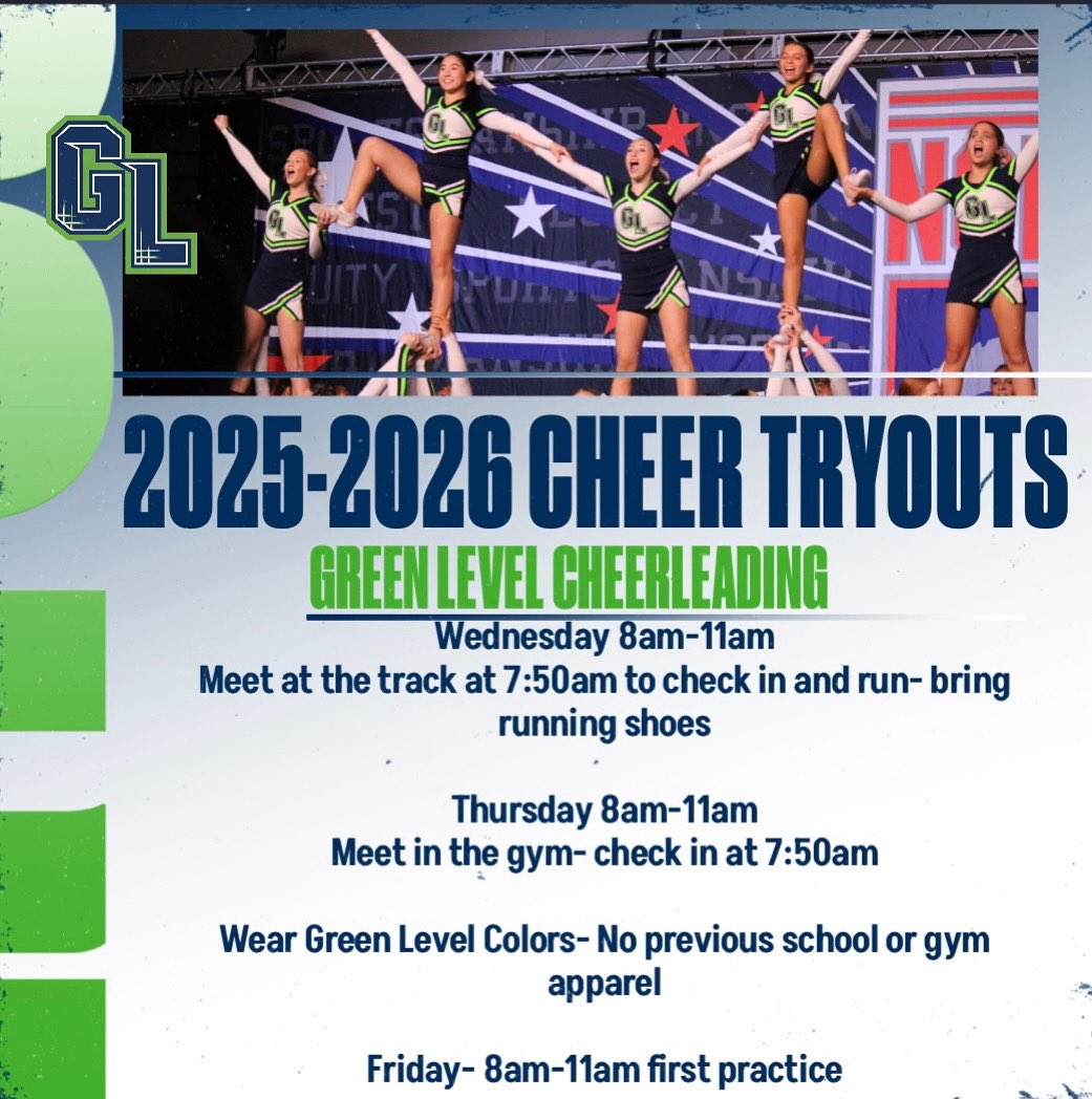 Tryouts start this Wednesday and we are so excited to get to work for the 2025-2026 season. Please reach out to the coaches if you have any questions! 💚💙🤍 #workingonourmasterpiece