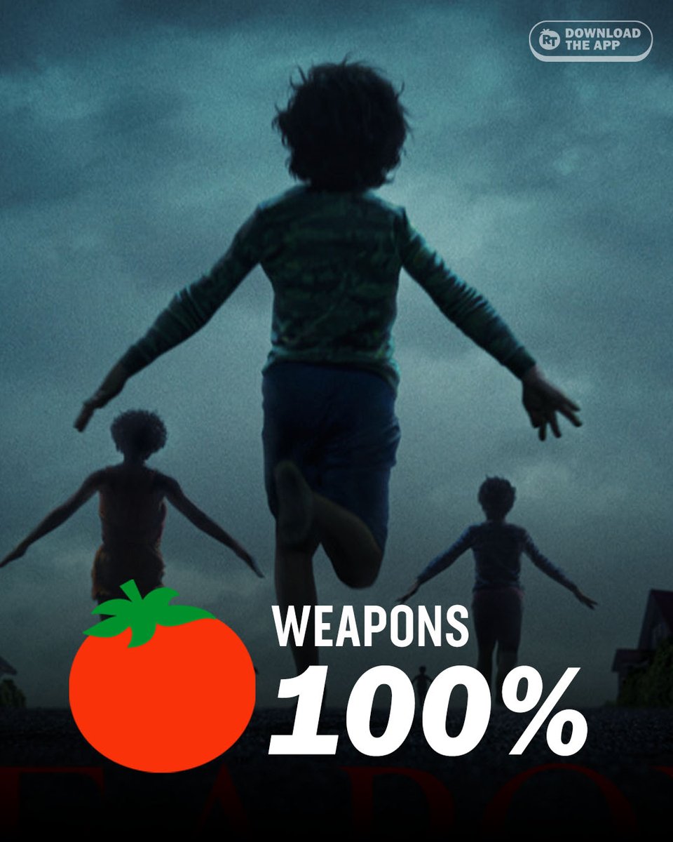 The first reviews are in for #Weapons - currently it’s Fresh at 100% on the Tomatometer, with 10 reviews.
rottentomatoes.com/m/weapons?cmp=…