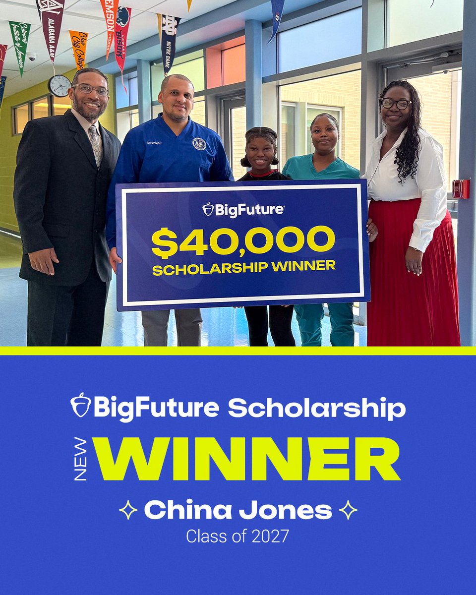 Huge congrats to China for winning our #BigFuture $40,000 scholarship! 🎉

Students in the Class of 2026 &amp; 2027 can qualify for $40,000 and $500 #college #scholarships by planning their futures on BigFuture. 

🔗 Share this opportunity: bigfuture.collegeboard.org/pay-for-colleg…