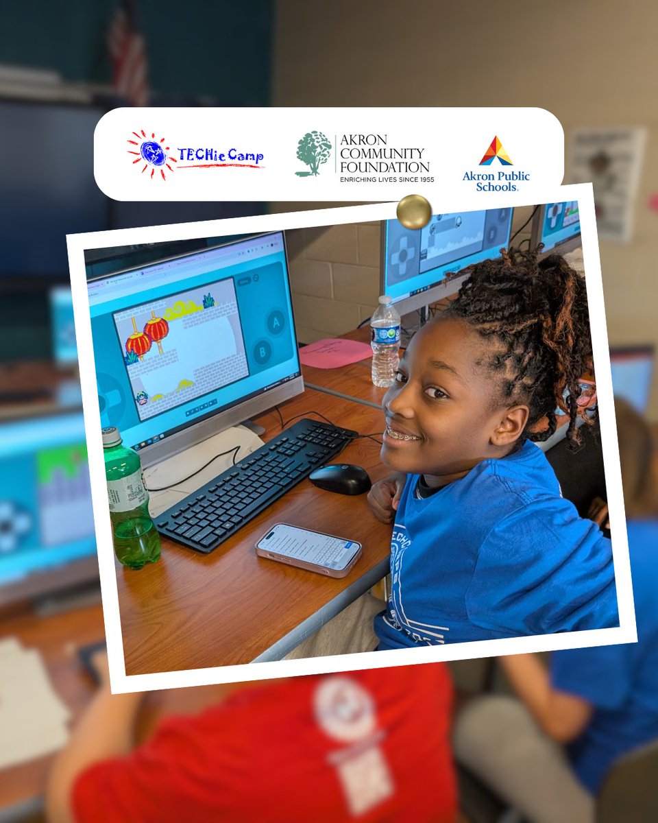 techcorpsus's tweet image. From players to creators! Akron middle school students designed & coded their own retro video games at Techie Camp: Retro, sponsored by Akron Community Foundation. Thanks to @akronschools for hosting! #techcorps #Akron