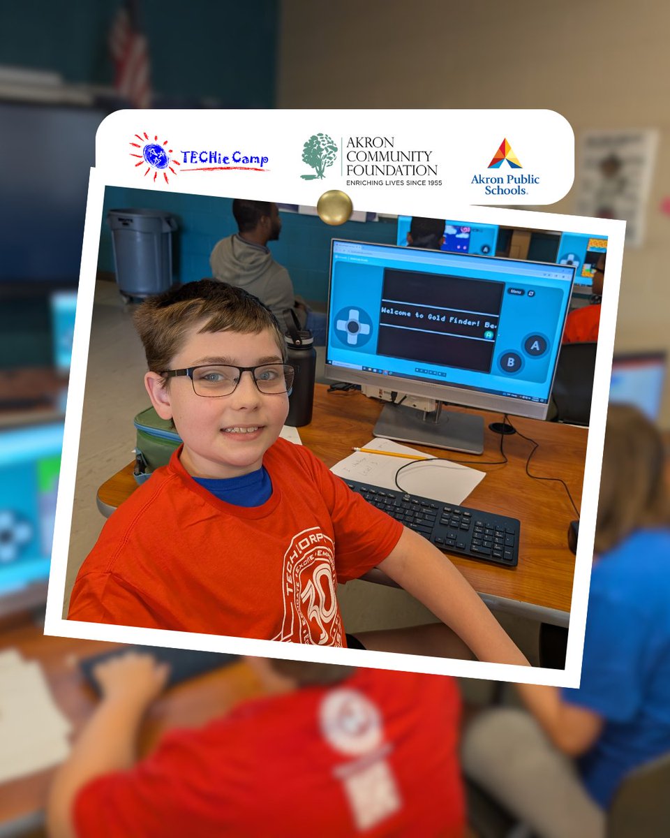 techcorpsus's tweet image. From players to creators! Akron middle school students designed & coded their own retro video games at Techie Camp: Retro, sponsored by Akron Community Foundation. Thanks to @akronschools for hosting! #techcorps #Akron