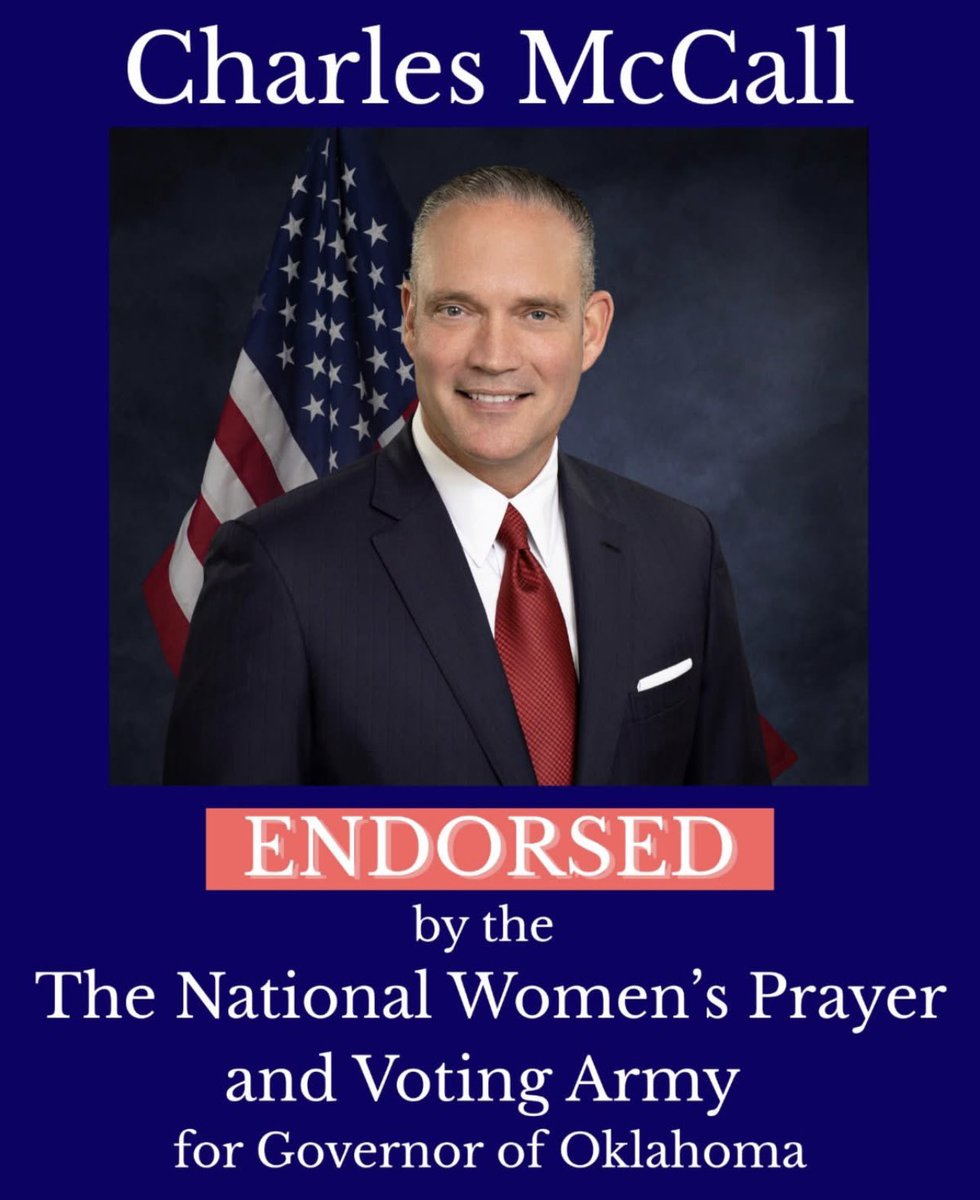 What an honor to be endorsed by the National Women’s Prayer and Voting Army. These women are prayer warriors, patriots, and defenders of faith, family, and freedom. I’m grateful for their trust and am proud to stand with them as we fight to keep Oklahoma rooted in conservative