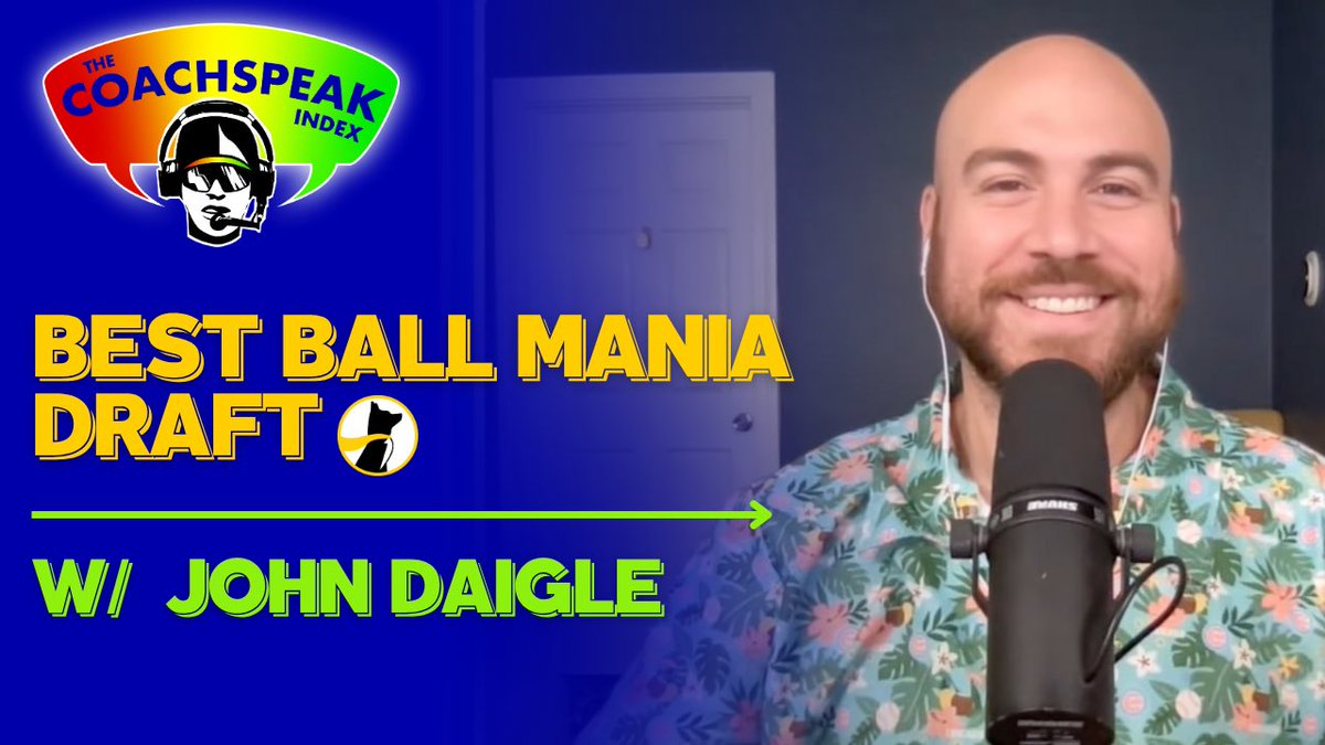 The Coachspeak Index (@coachspeakindex) on Twitter photo livestreaming schedule for this week’s Best Ball Mania drafts:
Wednesday, 2pm ET — Brad Evans (<a href="/NoisyHuevos/">Brad Evans</a>)
Wednesday, 3pm ET — Ben Gretch (<a href="/YardsPerGretch/">Ben Gretch</a>)
Friday, 2pm ET — Derek Carty (<a href="/DerekCarty/">Derek Carty</a>)
Friday, 3pm ET — John Daigle (<a href="/notJDaigle/">John Daigle</a>)
youtube.com/@coachspeakind… livestreaming schedule for this week’s Best Ball Mania drafts:
Wednesday, 2pm ET — Brad Evans (<a href="/NoisyHuevos/">Brad Evans</a>)
Wednesday, 3pm ET — Ben Gretch (<a href="/YardsPerGretch/">Ben Gretch</a>)
Friday, 2pm ET — Derek Carty (<a href="/DerekCarty/">Derek Carty</a>)
Friday, 3pm ET — John Daigle (<a href="/notJDaigle/">John Daigle</a>)
youtube.com/@coachspeakind…