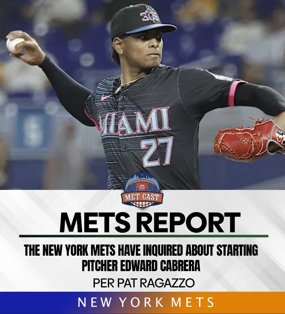 MetCast (@metcastpod) on Twitter photo REPORT: Sources confirmed yesterday that the Mets and Marlins talked about prospects in the last 48 hours (Per Met Cast)
DEVELOPING: As of today <a href="/ragazzoreport/">Pat Ragazzo</a> reports the Mets have inquired about Edward Cabrera. REPORT: Sources confirmed yesterday that the Mets and Marlins talked about prospects in the last 48 hours (Per Met Cast)
DEVELOPING: As of today <a href="/ragazzoreport/">Pat Ragazzo</a> reports the Mets have inquired about Edward Cabrera.