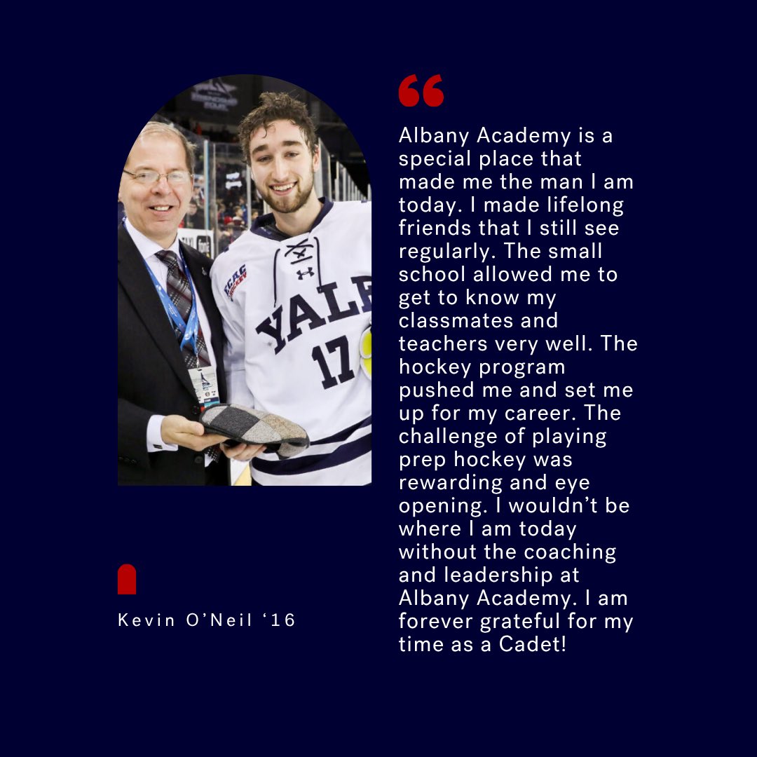 Player spotlight; Kevin O’Neil! Kevin was a three year Cadet from Latham, NY who had a huge impact while dawning the Academy jersey.  Following his time on Academy Rd, Kev went on to play four years at Yale and played his final collegiate season at UCONN