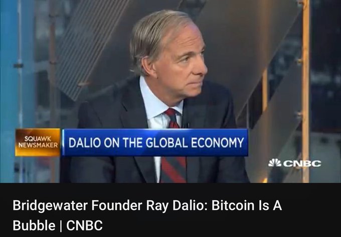 Ray Dalio on CNBC discussing Bitcoin as a bubble