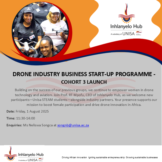 Inhlanyelo Hub NPC (@inhlanyelo_hub) on Twitter photo #InhlanyeloHub! Join us on Friday, August 1, 2025, from 11:30 to 14:00 for the Drone Industry Business Start-up Program Cohort 3 launch! <a href="/unisa/">Unisa</a> <a href="/UNISASWEEP/">UNISASweep Chapter25</a> <a href="/unisaradio/">UNISA Radio</a>
#DroneEntrepreneurs #Cohort3Launch #StartupOpportunity #InhlanyeloHub! Join us on Friday, August 1, 2025, from 11:30 to 14:00 for the Drone Industry Business Start-up Program Cohort 3 launch! <a href="/unisa/">Unisa</a> <a href="/UNISASWEEP/">UNISASweep Chapter25</a> <a href="/unisaradio/">UNISA Radio</a>
#DroneEntrepreneurs #Cohort3Launch #StartupOpportunity
