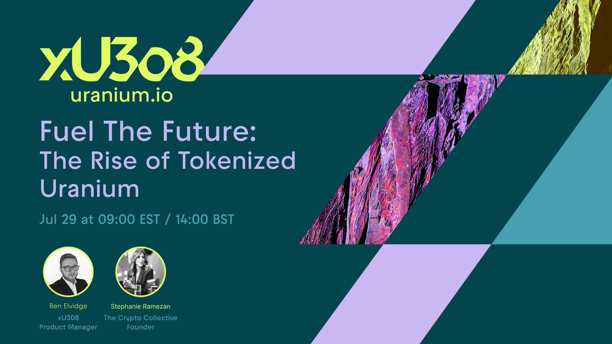 XU3O8 (@uranium_io) on Twitter photo 🎙️Join us for an exciting deep-dive into Fuel The Future, a tokenized uranium report, recent exchange listings, and more.
Sharing insights on the panel are <a href="/BenElvidge/">Ben Elvidge</a>, Product Manager, and <a href="/StephanieRmzn/">Stephanie Ramezan</a>, Founder and CEO of The Crypto Collective.
Tune in as we explore a report 🎙️Join us for an exciting deep-dive into Fuel The Future, a tokenized uranium report, recent exchange listings, and more.
Sharing insights on the panel are <a href="/BenElvidge/">Ben Elvidge</a>, Product Manager, and <a href="/StephanieRmzn/">Stephanie Ramezan</a>, Founder and CEO of The Crypto Collective.
Tune in as we explore a report