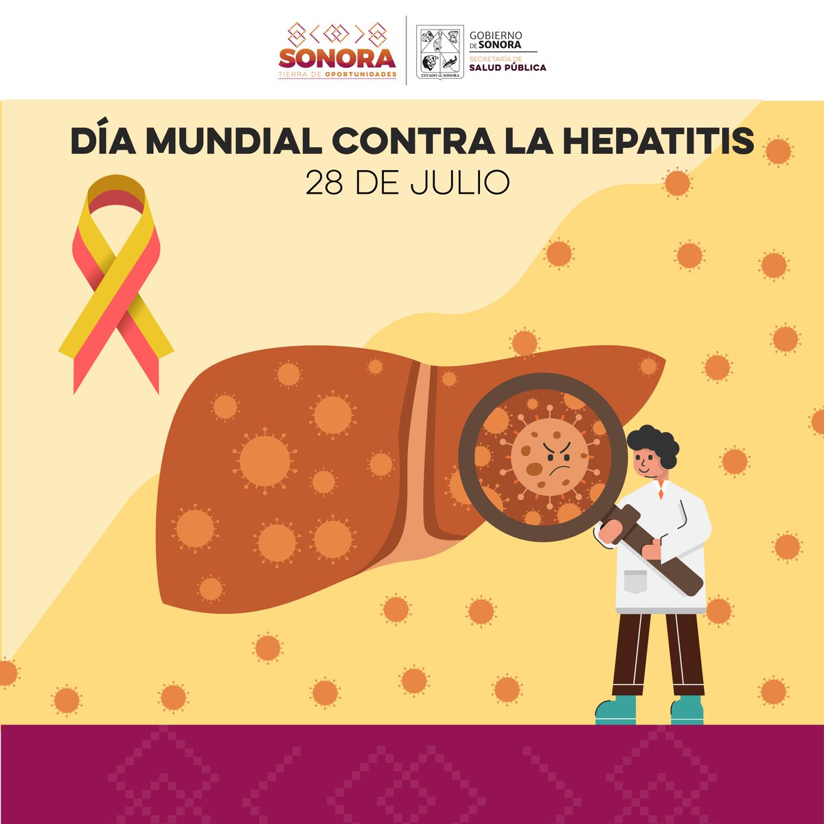 🩸 Día Mundial contra la Hepatitis

La hepatitis puede ser silenciosa, pero también prevenible y tratable.

En #Sonora, en la Secretaría de Salud te ofrecemos pruebas rápidas y atención gratuita.

📍Acércate a tu centro de salud.

#SaludSonora #PrevenciónEsSalud