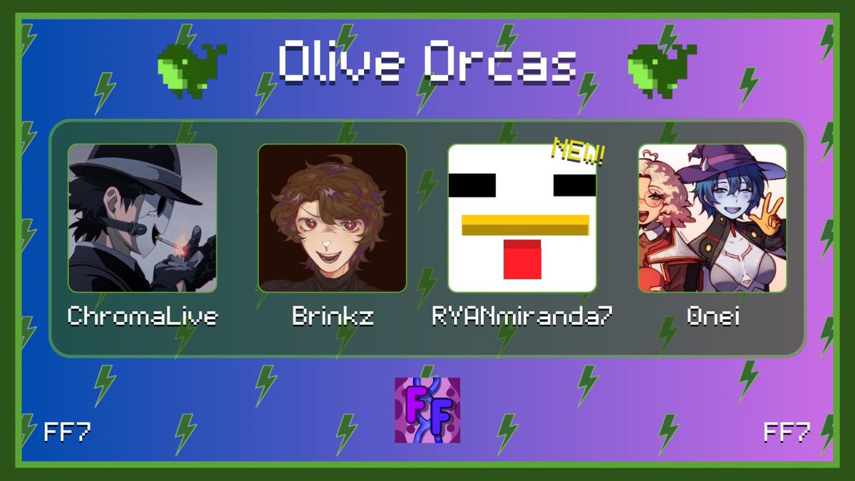 Fusion Frenzy (@fusionfrenz) on Twitter photo Announcing the Olive Orcas!
<a href="/IGNChroma_/">Chroma</a> <a href="/Brinkzlol/">Brinkz</a> <a href="/RYANmiranda70/">RYANmiranda7</a> <a href="/thelostoneiroi/">TheLostOneiroi</a>
Will they be victorious in Fusion Frenzy 7, on Sunday the 10th of August at 8pm BST? Announcing the Olive Orcas!
<a href="/IGNChroma_/">Chroma</a> <a href="/Brinkzlol/">Brinkz</a> <a href="/RYANmiranda70/">RYANmiranda7</a> <a href="/thelostoneiroi/">TheLostOneiroi</a>
Will they be victorious in Fusion Frenzy 7, on Sunday the 10th of August at 8pm BST?