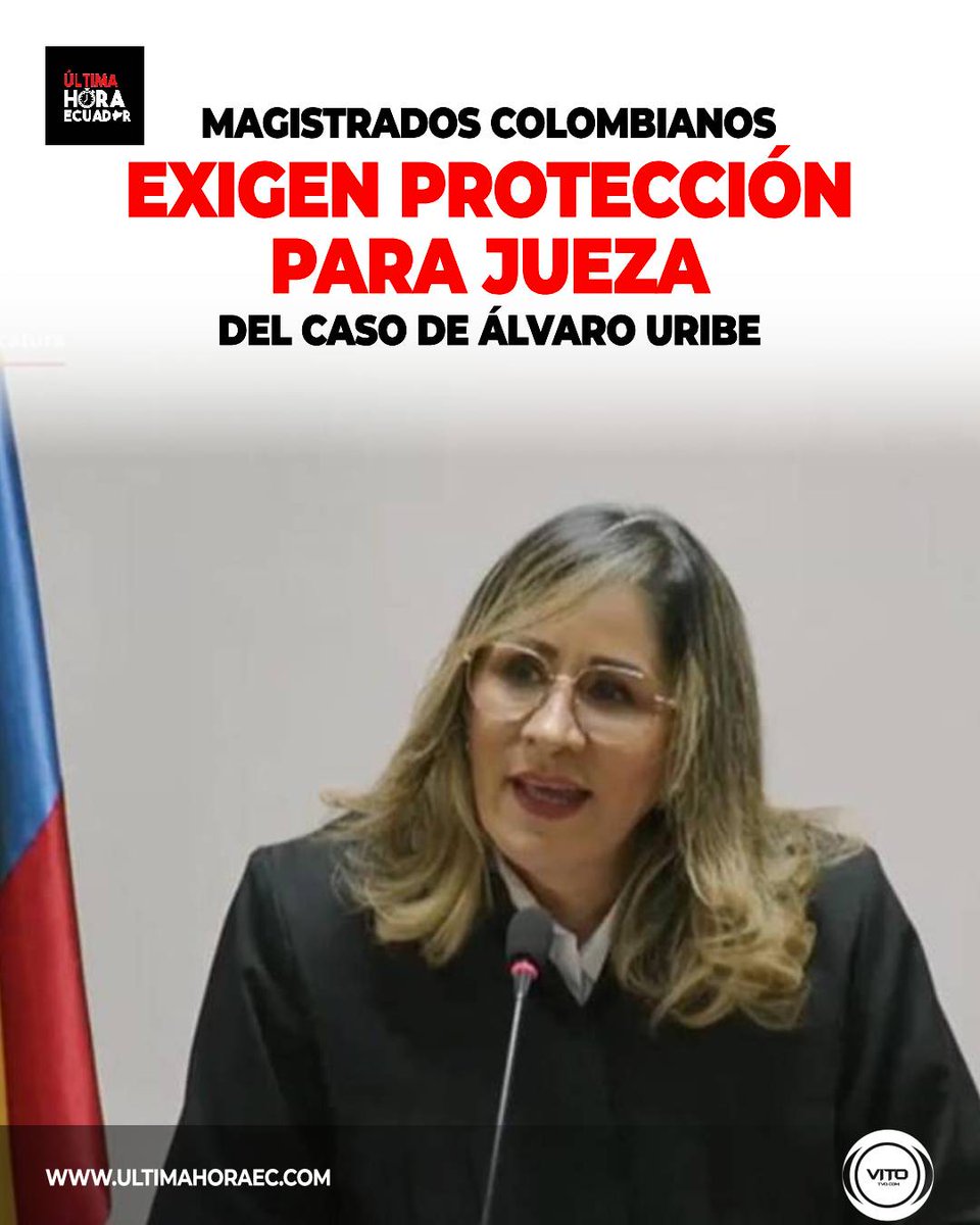 UltimaHoraEC_'s tweet image. En Colombia, magistrados pidieron protección para la jueza Sandra Heredia, encargada del juicio contra el expresidente Álvaro Uribe.
El proceso sigue en desarrollo con gran expectativa internacional.
