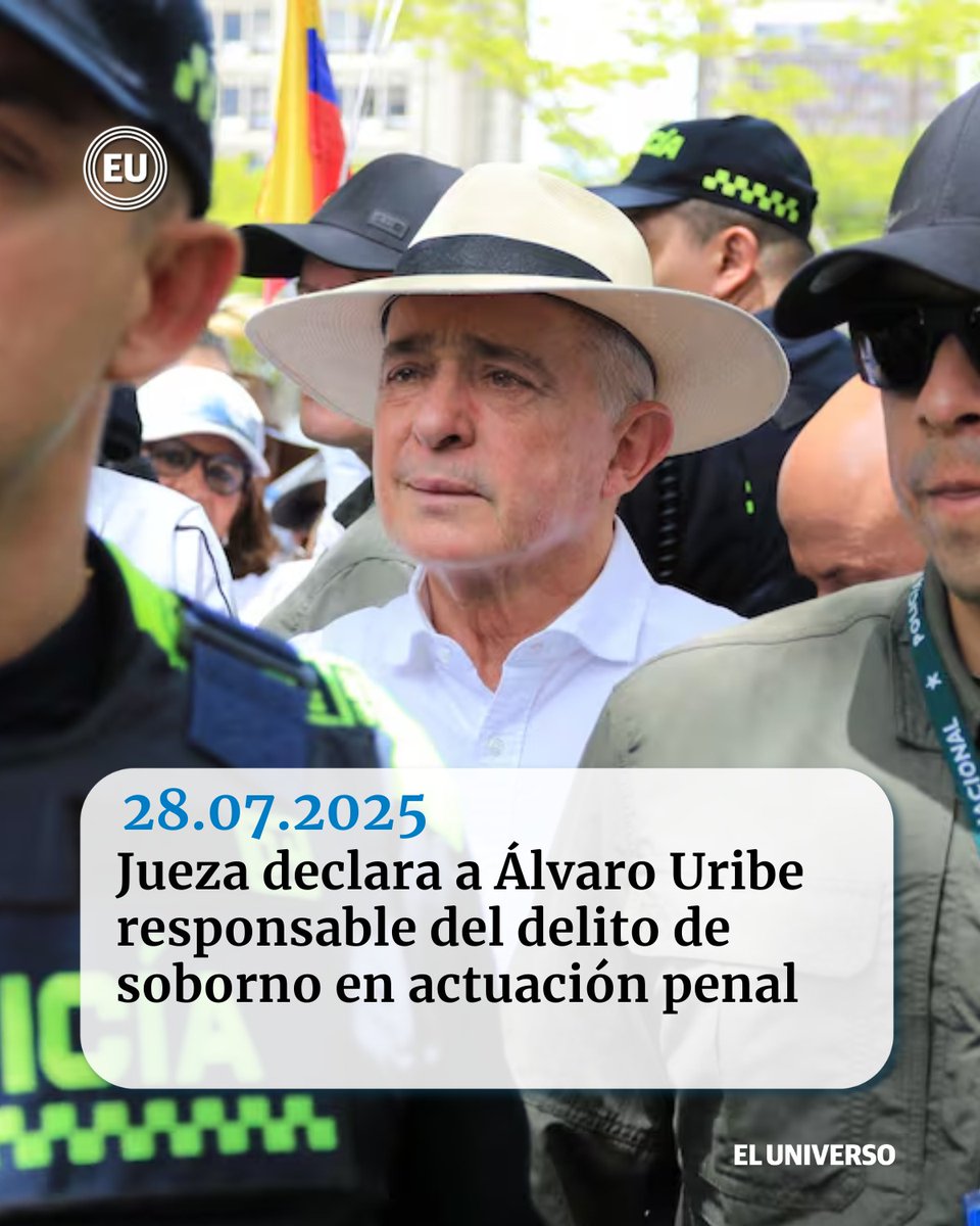 eluniversocom's tweet image. Jueza declara a #ÁlvaroUribe responsable del delito de soborno en actuación penal ow.ly/bMIi50Wwp6s