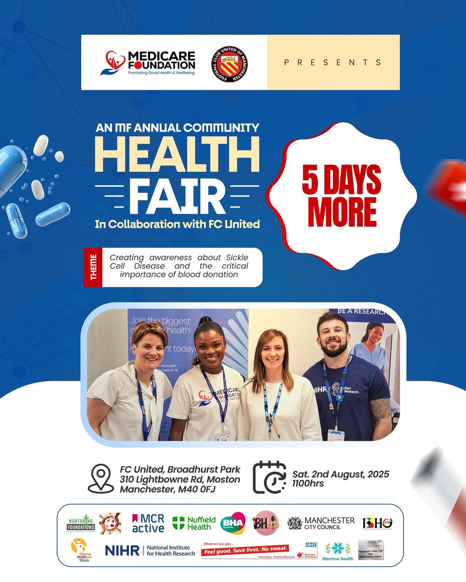NaanaHC (@naanhc) on Twitter photo The Countdown for the community #healthfair has officially began!!! 🙌🙌🙌🙌 @sicklecellcaremcr @mcractive @manchestercitycouncil @fcutdofmanc @whmmanchester @nurturingfoundations @bhaforequality @nihr_research <a href="/dcyphrhealth/">dcyphrhealth</a> @mcrparks_ The Countdown for the community #healthfair has officially began!!! 🙌🙌🙌🙌 @sicklecellcaremcr @mcractive @manchestercitycouncil @fcutdofmanc @whmmanchester @nurturingfoundations @bhaforequality @nihr_research <a href="/dcyphrhealth/">dcyphrhealth</a> @mcrparks_