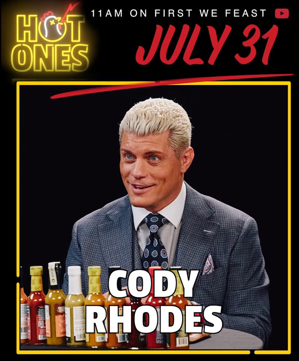 Cody Rhodes will be on ‘Hot Ones’ this Thursday.