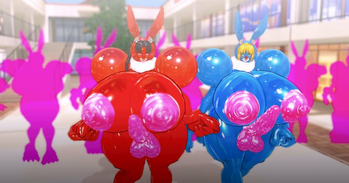 ラバーラビットになったら
デカパイのせいで足元はラバーチンポしか見えないし
デカデカボディとパフスリーブのせいで狭い場所では動きづらいし
慣れない身体に難儀しちゃうんだ 