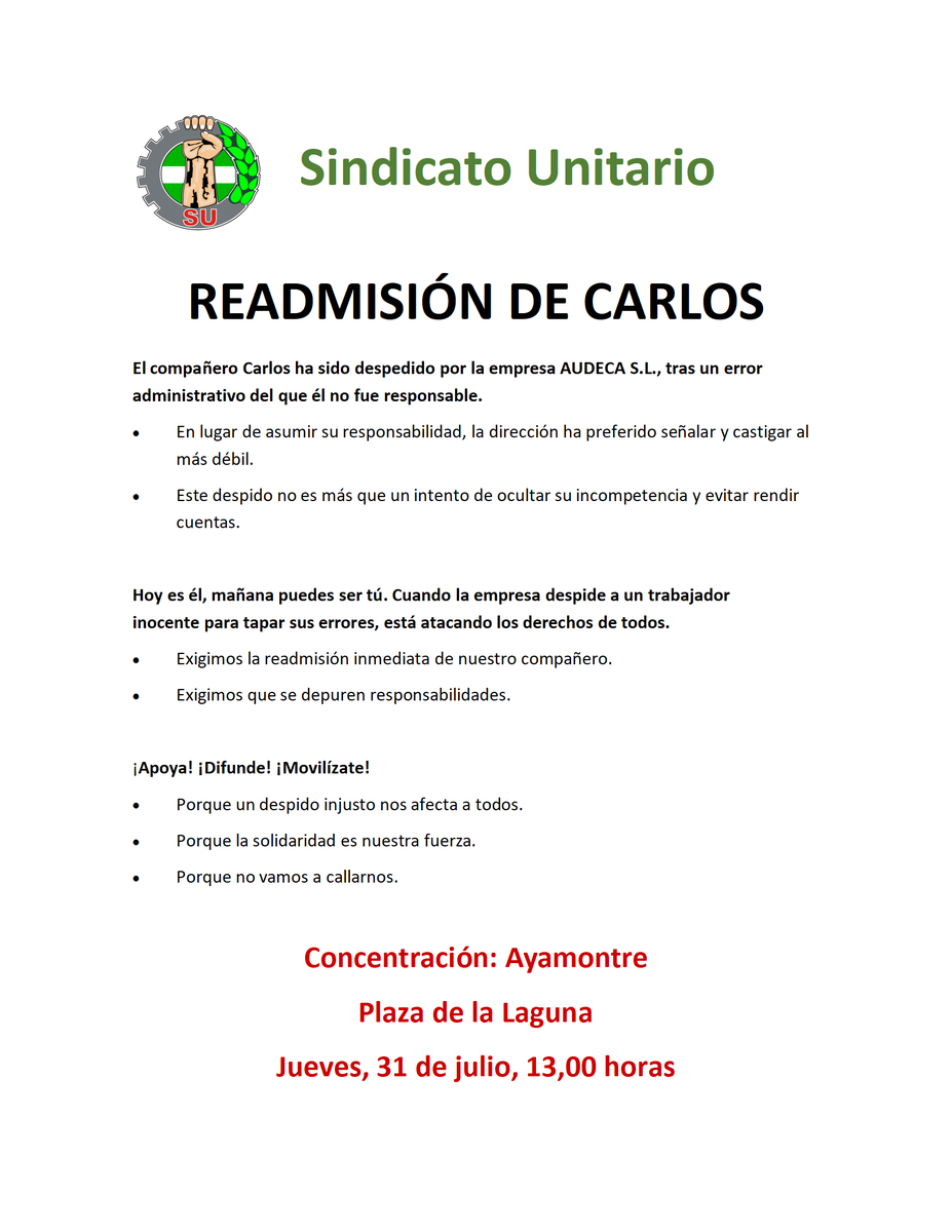 Sindicato Unitario de Andalucía (@sudeandalucia) on Twitter photo 