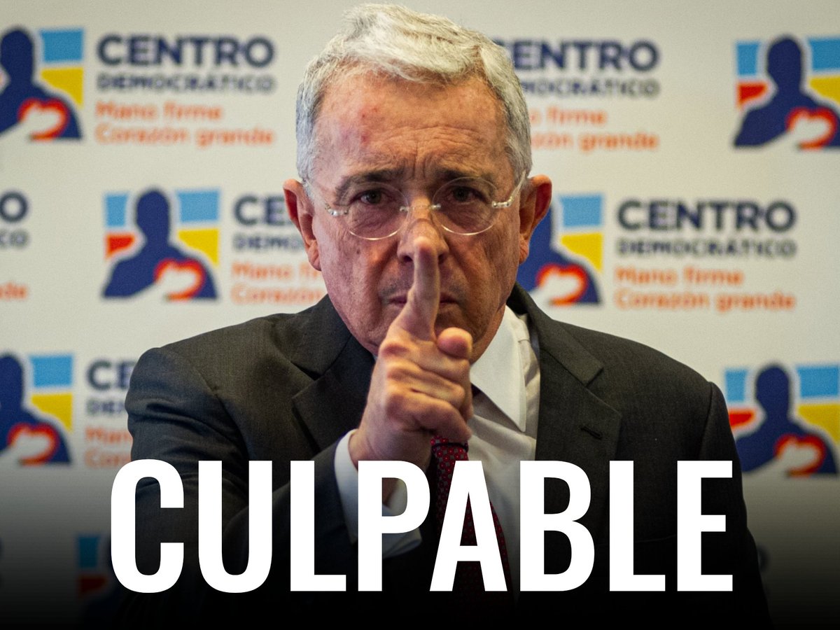 BAJE ESE DEDO DELINCUENTE: usted fue un error en la historia de Colombia y en la historia del continente.

Uribe es declarado CULPABLE de fraude procesal y soborno de testigos.

¡A LA CÁRCEL F∆SCISTA! 🇨🇴
