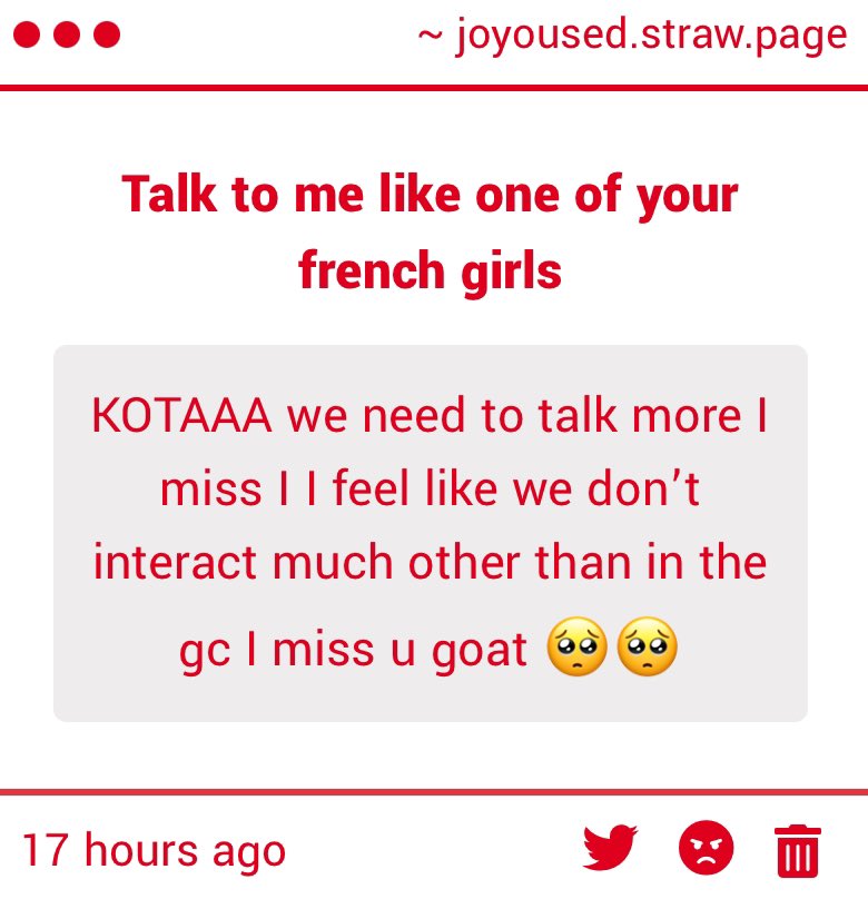 Joyoused's tweet image. I miss u too goat talk to me ily feel free to dm me