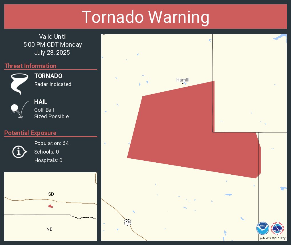 Tornado Warning including Tripp County, SD until 5:00 PM CDT