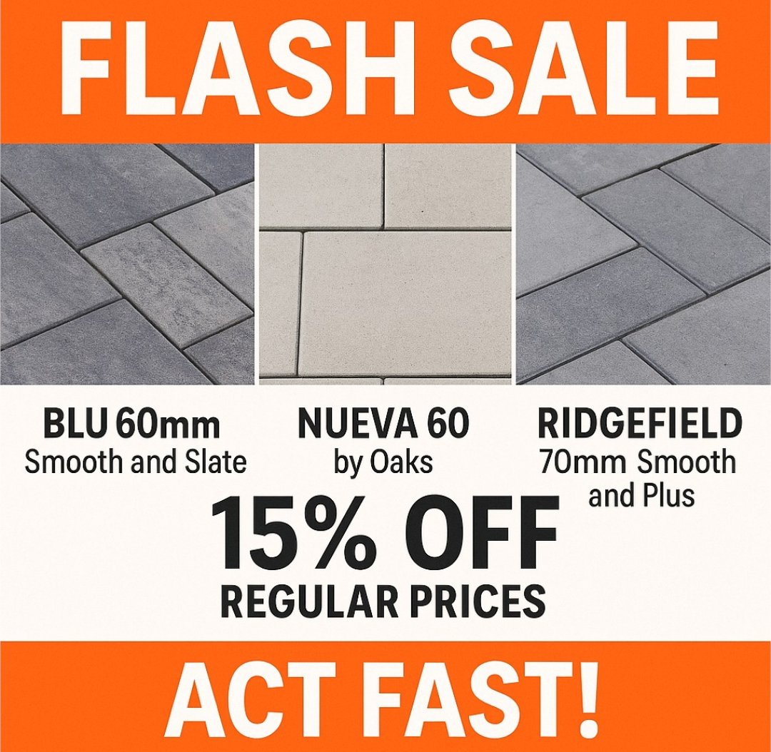 ProDrop_Inc's tweet image. 🚨 FLASH SALE 🚨
Blu 60 • Nueva 60 • Ridgefield 70
Big savings. Limited stock. Swipe fast.
ProDrop.ca – You Click It. We Bring It.

#FlashSale #GTA #TechoBloc #Oaks #Landscaping #Prodrop