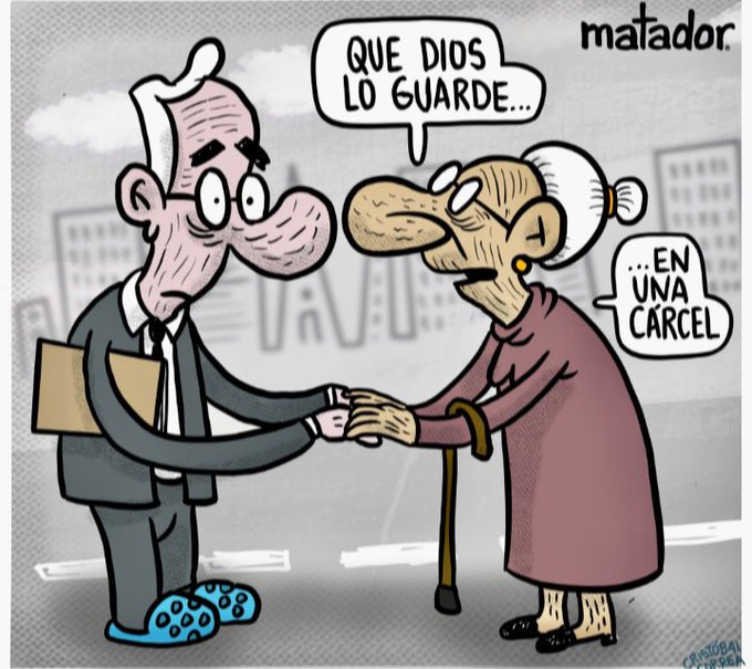 Tremenda caricatura del condenado y presidiario Álvaro Uribe Vélez.