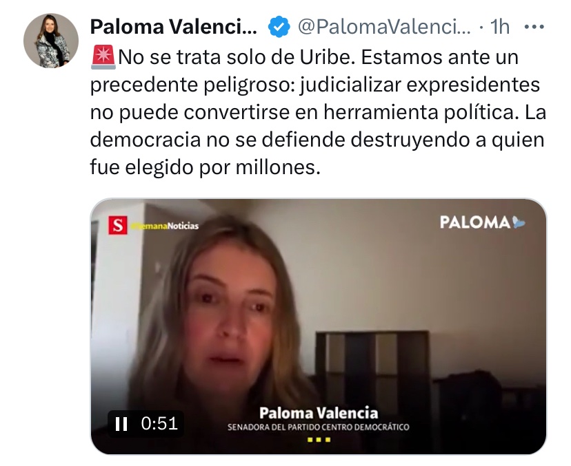 carolannfiru's tweet photo. Todo lo contrario.
ES UN VALIOSO PRECEDENTE este primer fallo contra Uribe como culpable.

Los expresidentes no están por encima de la justicia.

#UribeCulpable https://t.co/VTtDoc0Ygf