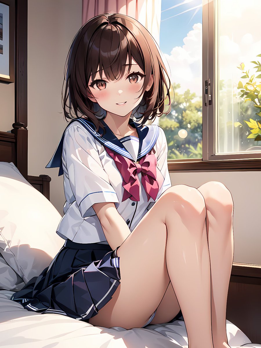 Sheena_AIart2's tweet image. わざわざ起こしに来たんだから、感謝しなさいよ💕