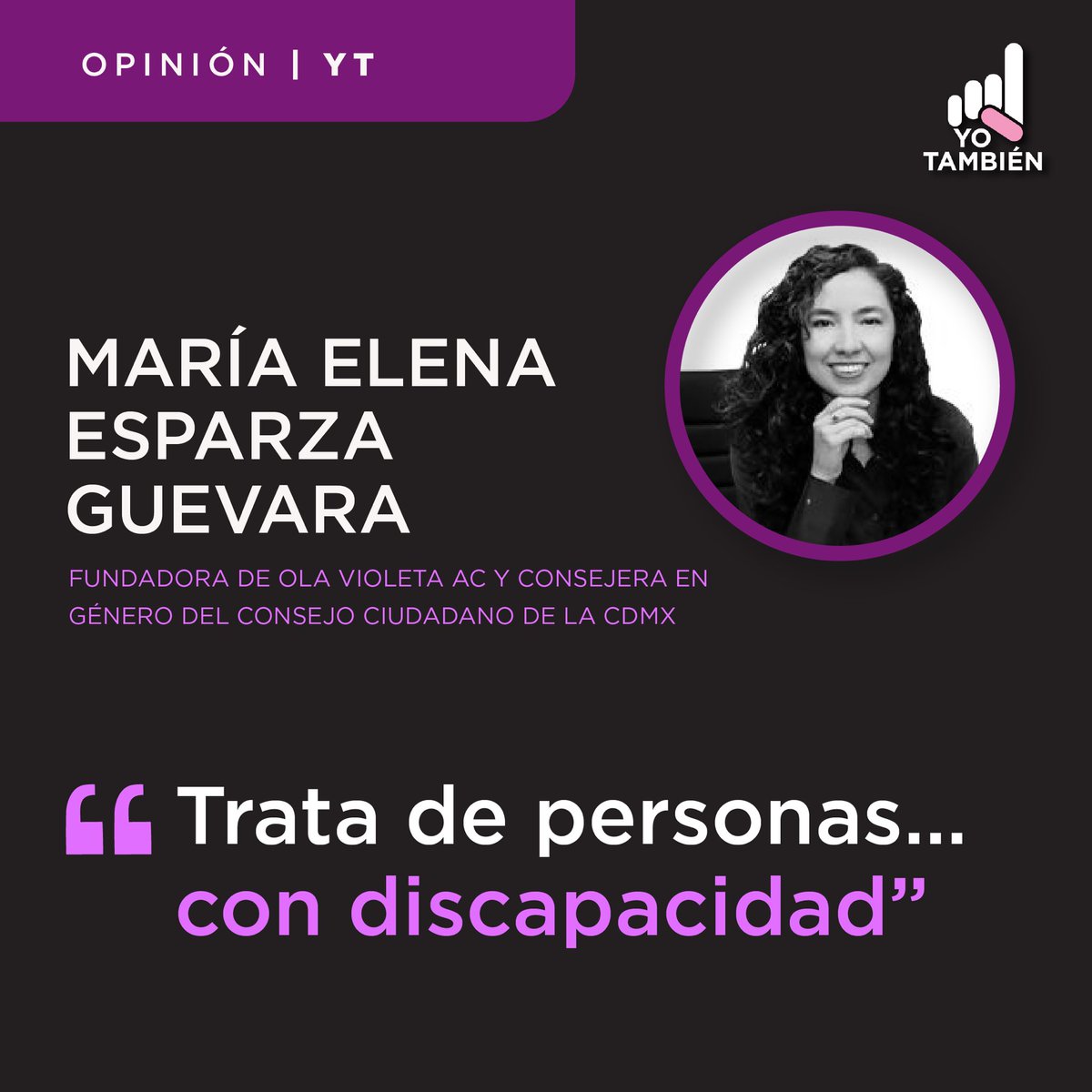 Yo También (@yotambien) on Twitter photo En el marco del Día Mundial contra la Trata de Personas, María Elena Esparza (<a href="/MaElenaEsparza/">María Elena Esparza Guevara</a>), fundadora de Ola Violeta AC y consejera en género del Consejo Ciudadano de la CDMX (<a href="/elconsejomx/">Consejo Ciudadano Mx</a>), advierte sobre este delito en contra de personas con discapacidad con fines de En el marco del Día Mundial contra la Trata de Personas, María Elena Esparza (<a href="/MaElenaEsparza/">María Elena Esparza Guevara</a>), fundadora de Ola Violeta AC y consejera en género del Consejo Ciudadano de la CDMX (<a href="/elconsejomx/">Consejo Ciudadano Mx</a>), advierte sobre este delito en contra de personas con discapacidad con fines de