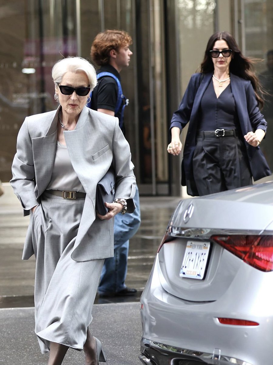 We are all excited to see Miranda Priestly, Andy, and Nigel filming #TheDevilWearsPrada2 
But just watch we will be gagged once Emily shows up all dressed up in a power suit as Miranda’s opponent