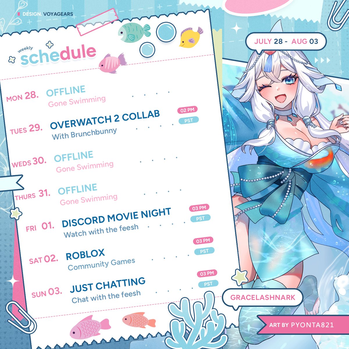 Grace 🦈 Sharktuber (@gracelashnark) on Twitter photo 🪸 𝓣𝓱𝓲𝓼 𝔀𝓮𝓮𝓴𝓼 𝓼𝓬𝓱𝓮𝓭𝓾𝓵𝓮!!🪸We have a fun relaxed week schedule! Collab with <a href="/brunchbunnyttv/">BrunchBunny ♡ Bunny Maid VTuber 🧇🩷</a> and Feesh movie night so get those onesies ready! time for extra cuddles 🐟 🪸 𝓣𝓱𝓲𝓼 𝔀𝓮𝓮𝓴𝓼 𝓼𝓬𝓱𝓮𝓭𝓾𝓵𝓮!!🪸We have a fun relaxed week schedule! Collab with <a href="/brunchbunnyttv/">BrunchBunny ♡ Bunny Maid VTuber 🧇🩷</a> and Feesh movie night so get those onesies ready! time for extra cuddles 🐟