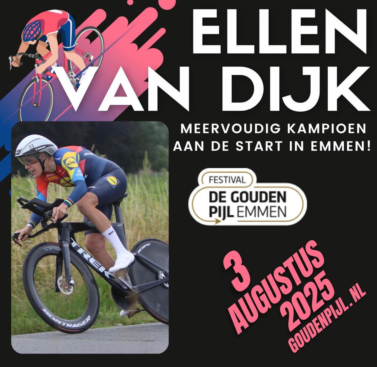 🚴‍♀️ Ellen van Dijk aan de start van De Gouden Pijl!

De drievoudig wereldkampioene tijdrijden en winnares van o.a. de Ronde van Vlaanderen staat garant voor spektakel. Geef haar ruimte en je ziet haar pas terug op het podium. 💨 #GoudenPijl #EllenVanDijk