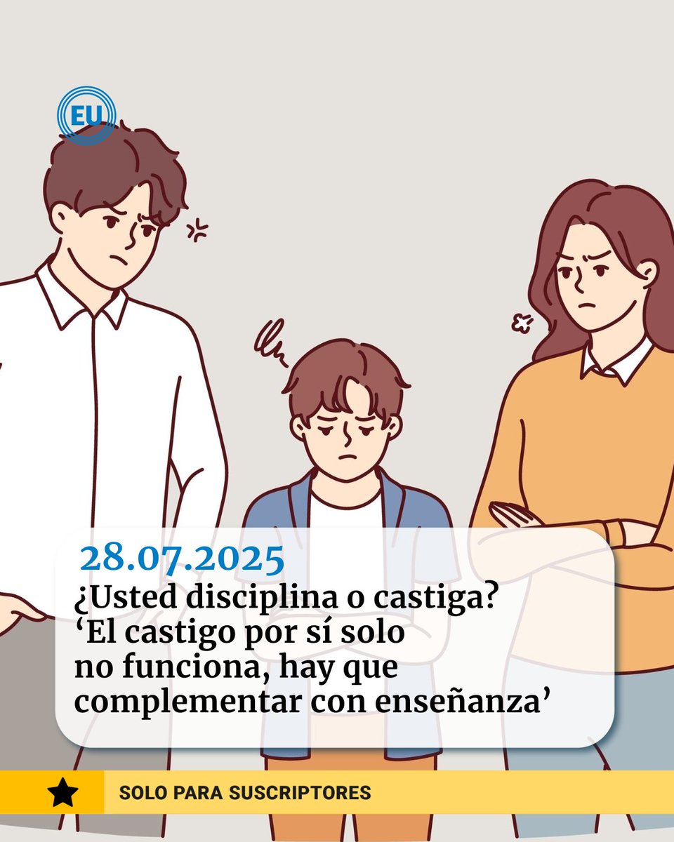 eluniversocom's tweet image. El castigo como recurso no ha perdido vigencia, pero se ha reevaluado y se usa desde el enfoque del vínculo, la comprensión y las consecuencias reparadoras ow.ly/1hhg50WwlZQ