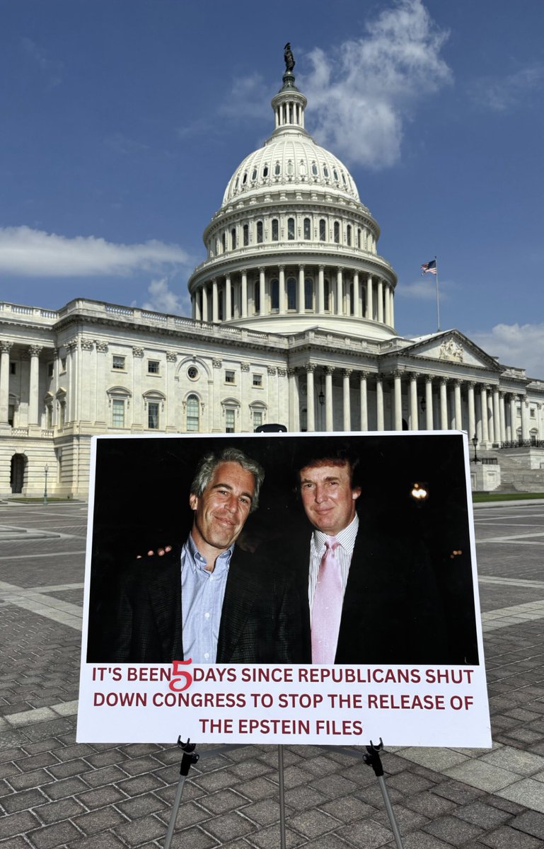 It’s been 5️⃣ days since Republicans shut down Congress to stop the release of the Epstein files.

#ReleaseTheEpsteinFiles ⏰