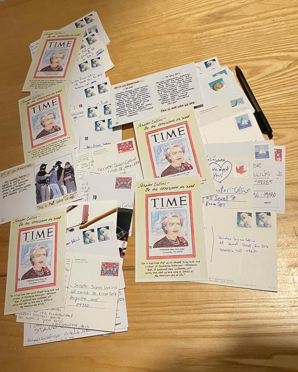 June 1 is the Day of Conscience, founded by Sen. Susan Collins in honor of Margaret Chase Smith’s stand against McCarthyism. 🗽 Encourage our Republican officials to uphold their oath to the Constitution! Send them cards urging courage and integrity. 🇺🇸 Spread the word!