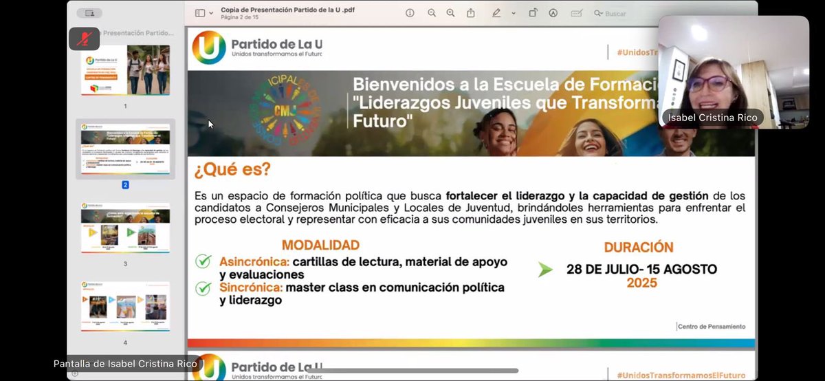 🟡🔵🔴 Desde el Partido de la U iniciamos nuestra Escuela de Formación para los y las jóvenes candidatas a los Consejos Municipales de Juventud.

Este espacio nace con el propósito de brindar herramientas, fortalecer capacidades y acompañar el liderazgo de quienes asumirán el