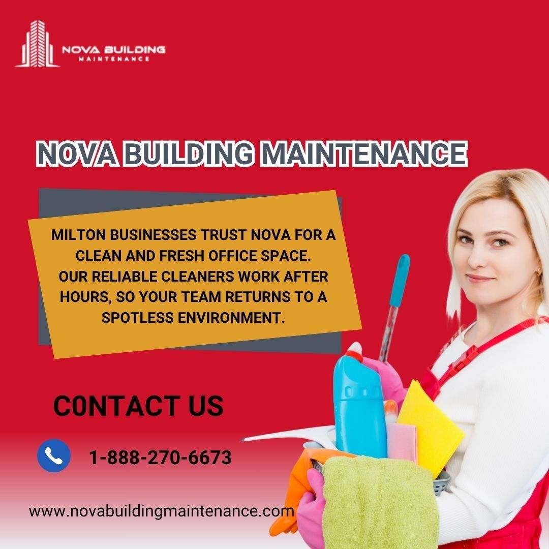 NovaMaintenance's tweet image. 🏢 Milton businesses trust Nova for a clean and fresh office space.
Our reliable cleaners work after hours, so your team returns to a spotless environment.
🔹 Friendly team
🔹 Attention to detail
Explore our Milton services: