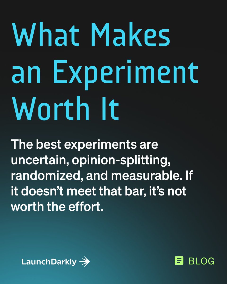 LaunchDarkly's tweet image. Running experiments shouldn’t feel like guesswork.
If you’re testing everything and learning nothing, it’s time to rethink your approach.
Here’s how to design high-impact experiments that lead to real outcomes.
In-depth tutorial: bit.ly/44PAPrE