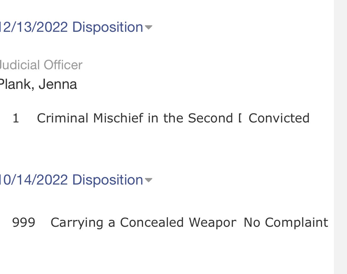 Now where in the world would someone get the idea that I was found guilty for carrying a concealed weapon improperly when that was immediately dropped?