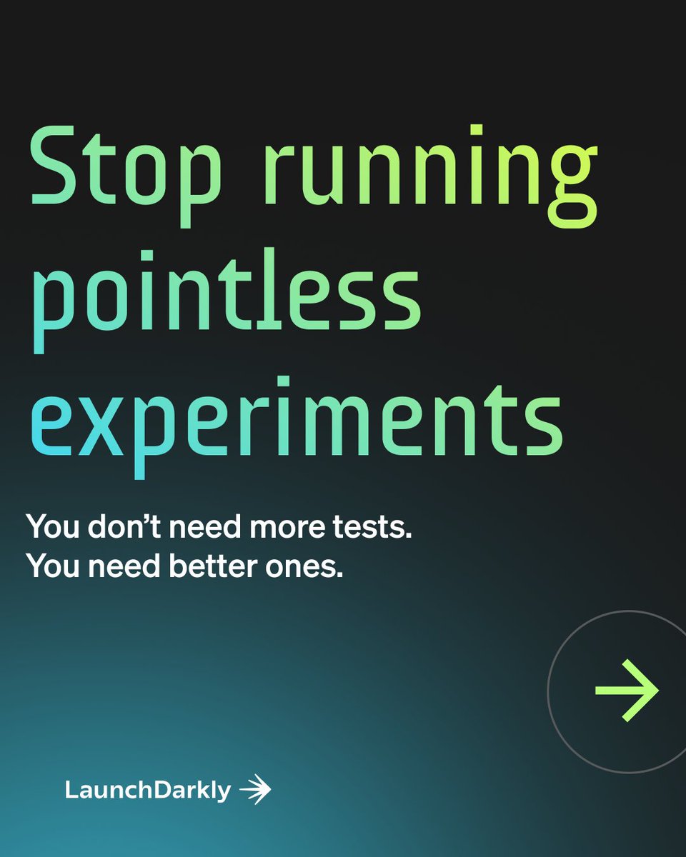 LaunchDarkly's tweet image. Running experiments shouldn’t feel like guesswork.
If you’re testing everything and learning nothing, it’s time to rethink your approach.
Here’s how to design high-impact experiments that lead to real outcomes.
In-depth tutorial: bit.ly/44PAPrE