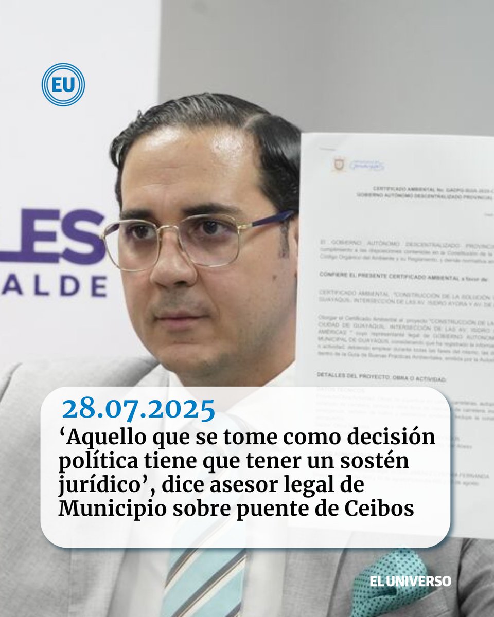 eluniversocom's tweet image. ‘Aquello que se tome como decisión política tiene que tener un sostén jurídico’, dice asesor legal de #Municipio sobre puente de #Ceibos ow.ly/exUq50WwpQ7