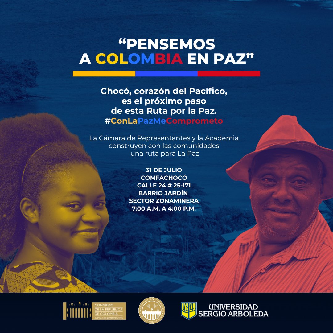 La cita por la paz este 31 de julio en #Quibdó. Más información aquí: 👇🏾👇🏾👇🏾