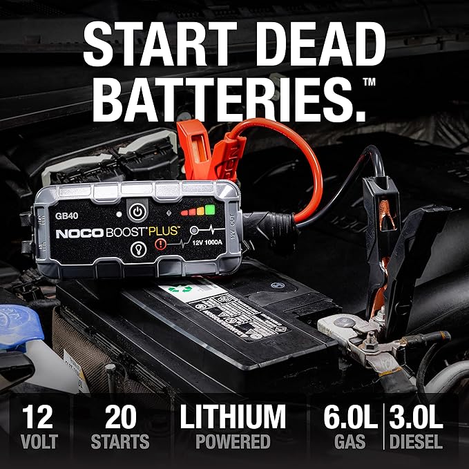 NOCO Boost GB40: 1000A UltraSafe Jump Starter 
ITS ON SALE RIGHT NOW FOR 87.96 XHEXK IT OUT

amzn.to/44PBxVU