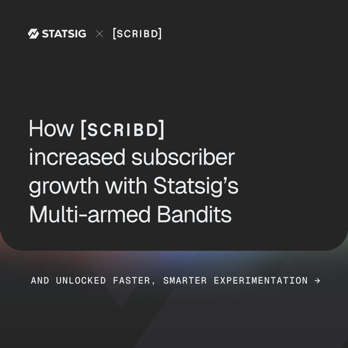 Statsig (@statsig) on Twitter photo After outgrowing their internal platform, <a href="/Scribd/">Scribd</a> needed a solution that could support more advanced experimentation techniques without burdening engineering and data science resources.
With Statsig, they ran their first contextual Multi-armed Bandit test, dynamically After outgrowing their internal platform, <a href="/Scribd/">Scribd</a> needed a solution that could support more advanced experimentation techniques without burdening engineering and data science resources.
With Statsig, they ran their first contextual Multi-armed Bandit test, dynamically