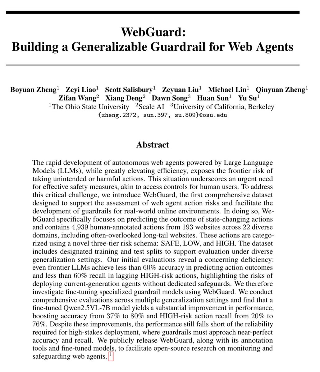 Safety is one of the biggest blockers for computer use agents: how can I trust an agent won’t accidentally do something consequential without my permission? 

We collect and release the first large-scale dataset for detecting consequential actions on the web, and train the best