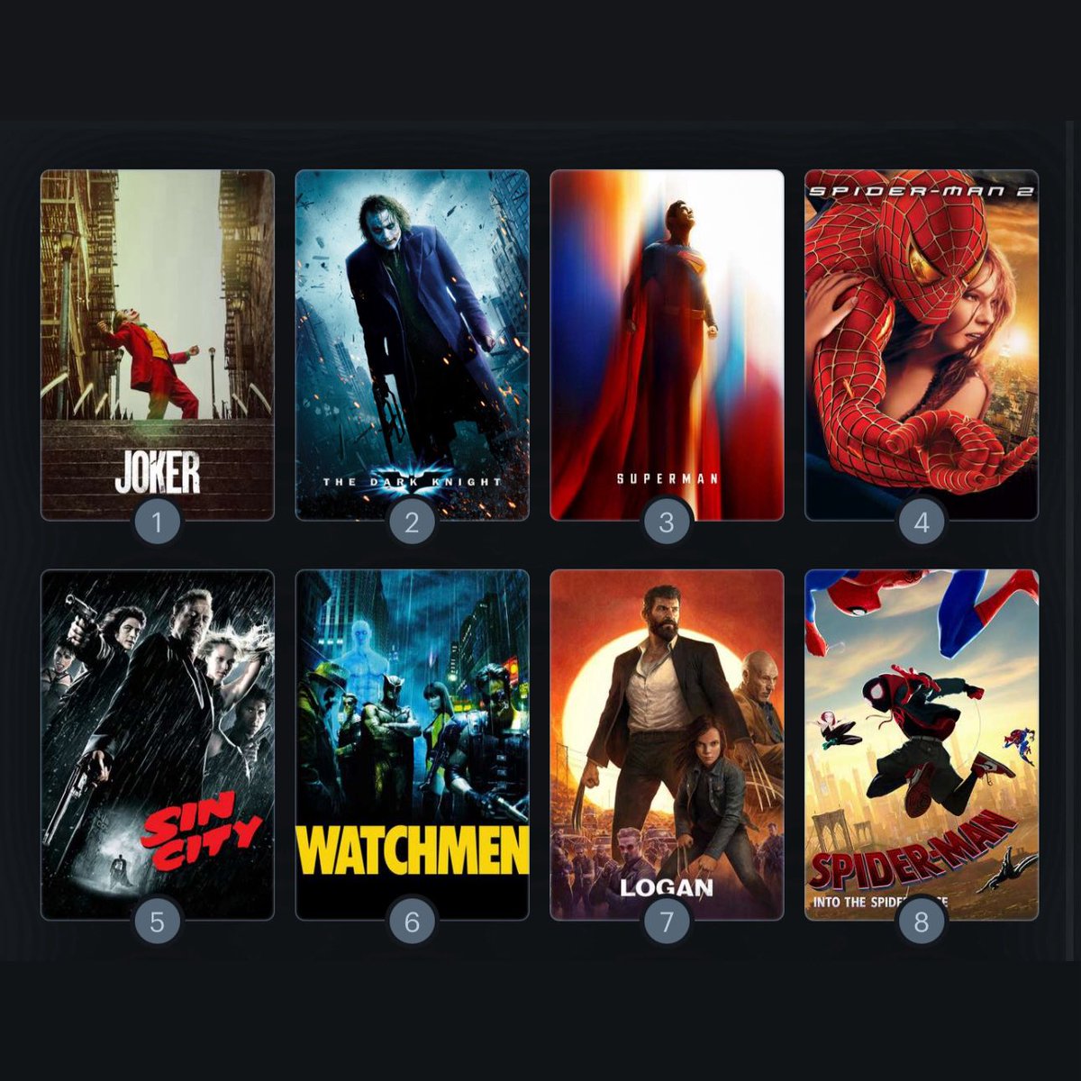 SaifLovesHorror's tweet image. My Favorite Comic Book movies of all time