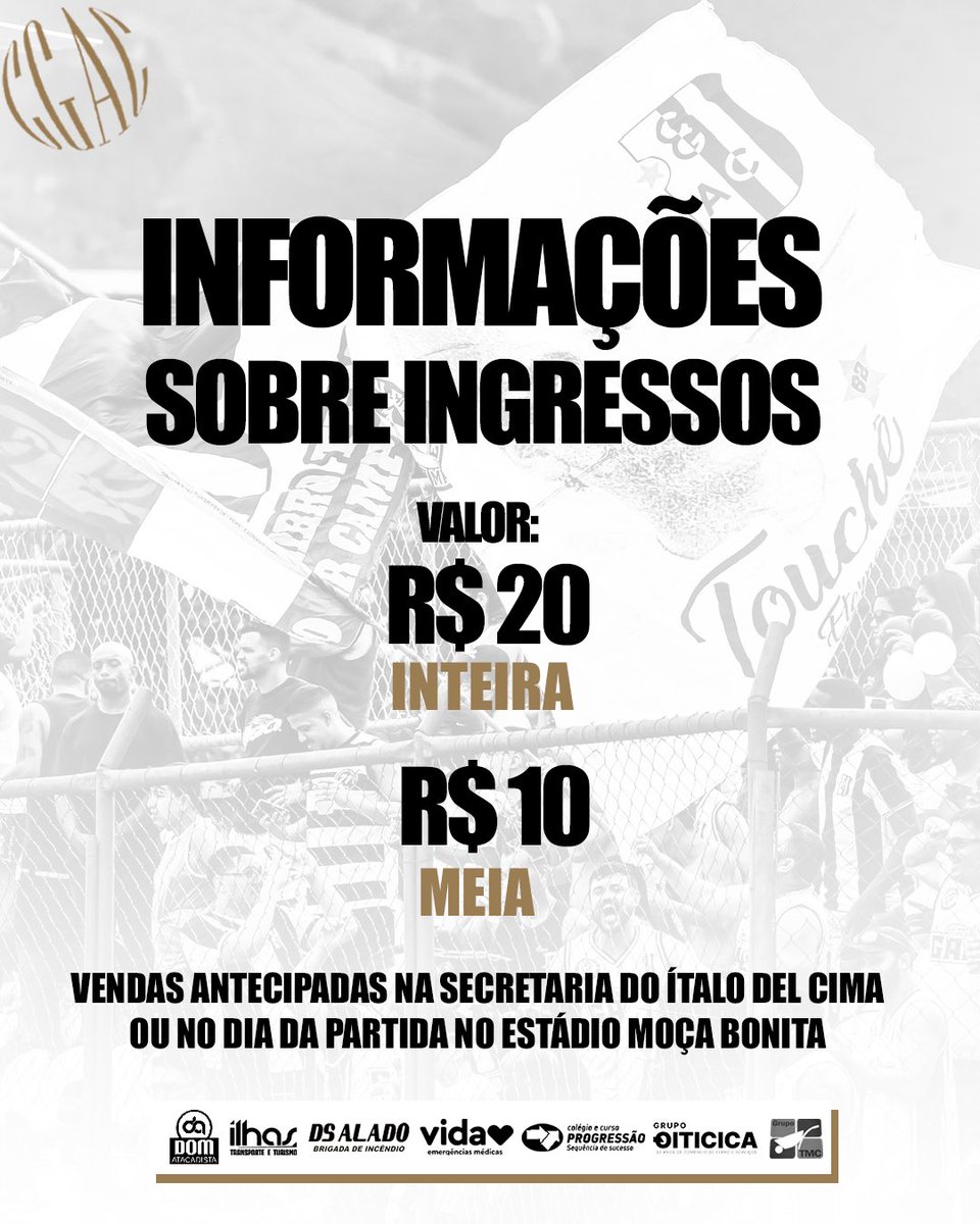 campuscaoficial's tweet photo. INGRESSSOS DISPONÍVEIS 🏳️🏴

Nesta quarta-feira (30/07), às 19h30, o Campo Grande AC encara o Bangu, no estádio Moça Bonita, pela partida de ida da Copa Rio! 💥

🎟 Ingressos:
➡️ R$ 20 (inteira)
➡️ R$ 10 (meia – para estudantes, idosos e PCDs) https://t.co/gPlmmAyFSj