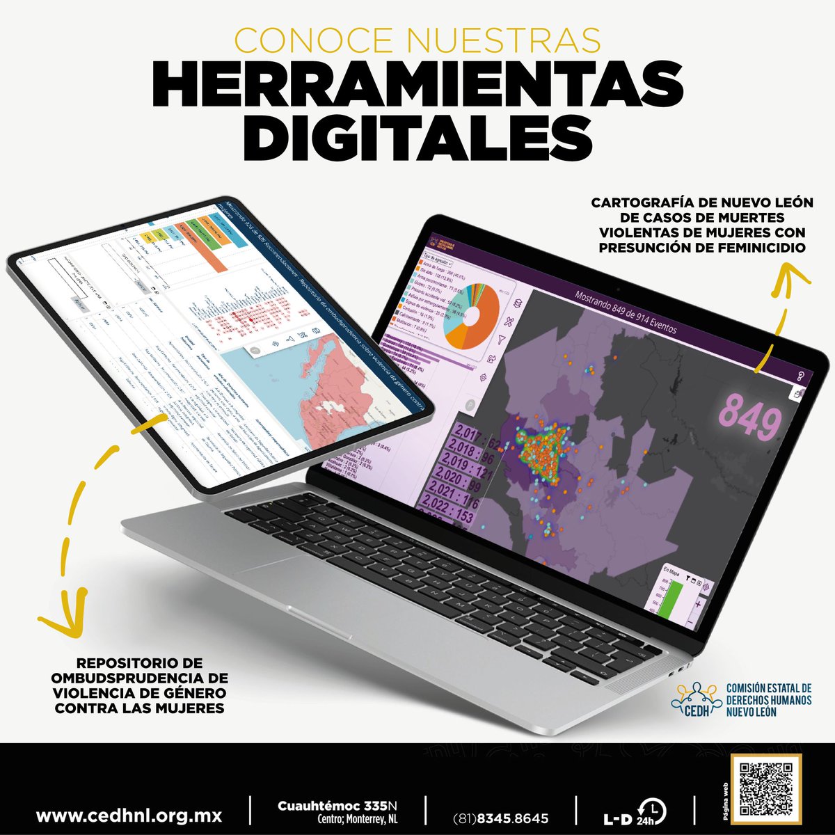 #ComunicaCEDHNL📢| La CEDHNL cuenta con dos herramientas digitales que permiten analizar y actuar frente a la violencia de género

Conócelas y consúltalas en: cedhnl.org.mx